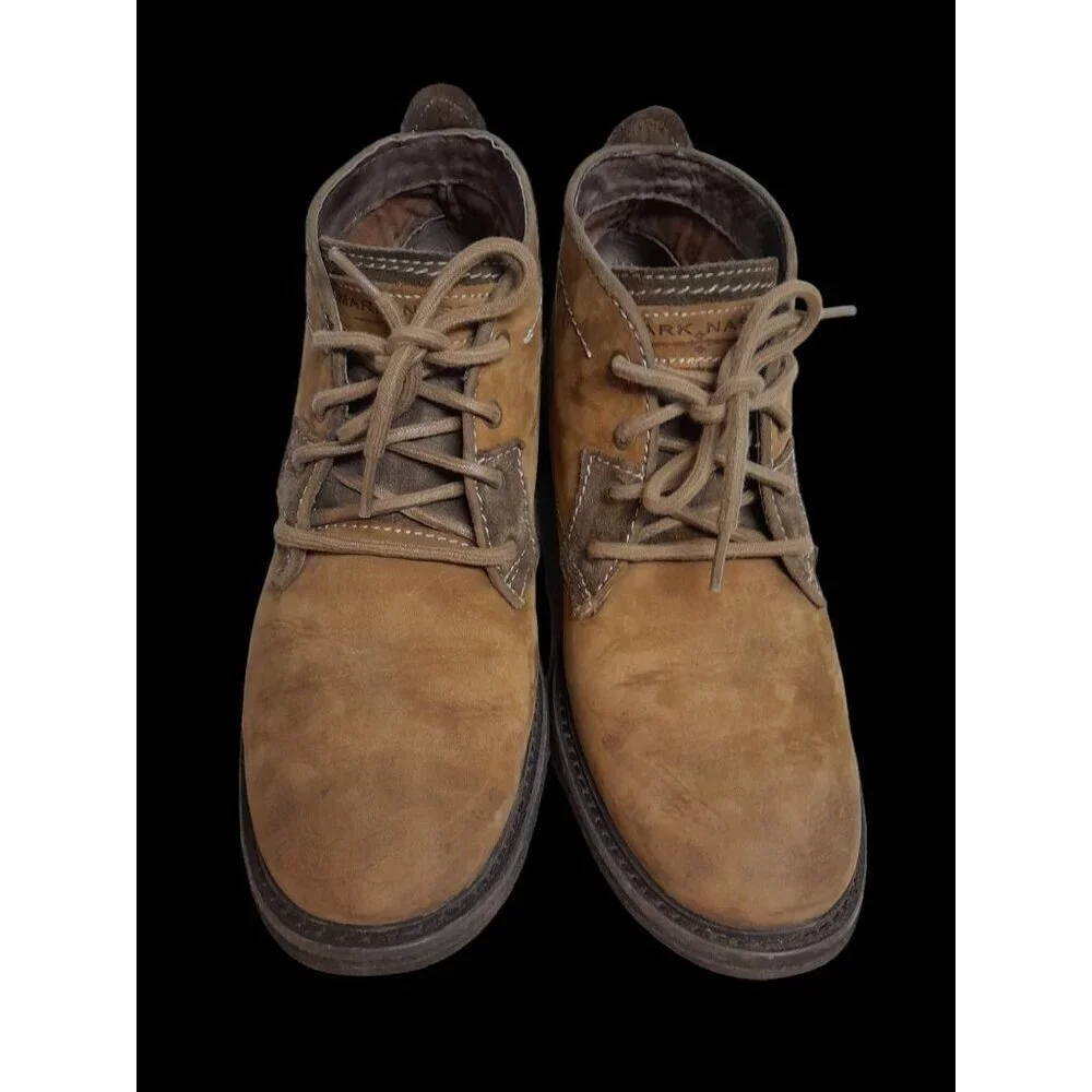 Mens Ankle Boot 70s Inspired Chunky Leather Suede Lace Up Rugged Utility Size 9
